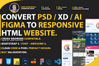 convert PSD to HTML responsive website