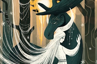 draw fantasy illustrations and covers, folk art, freehand digital