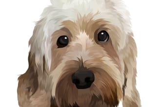 draw cartoon portrait of dog, cat, animal, pet in 12 hours