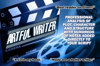 provide pro scriptwriter coverage, detailed script notes annotated on the page