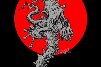 make a dark art illustration,graphic design