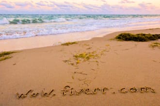 take a professional quality photo of your message or website address written at the beach