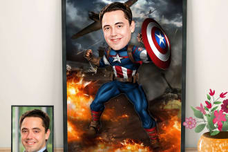 create an amazing superhero caricature character