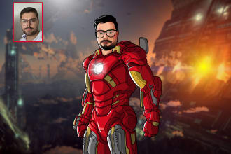 design your realistic superhero cartoonportrait