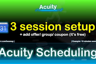 setup 3 session in acuity and connect it in your website