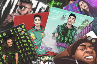 draw a terrific song cover art with an animated video for it