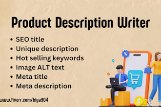 write ebay, shopify product description with SEO title