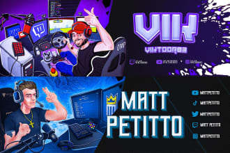 design a gaming youtube, twitter and twitch banner