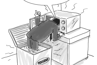 draw new yorker style single panel cartoon