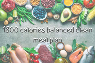 send you unique 1800 calories balanced clean meal plan