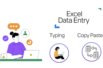 microsoft excel  data entry, typing,copy paste, color sheet