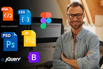 convert PSD, figma to HTML, CSS bootstrap responsive website