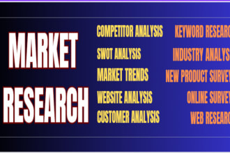 conduct indepth market research, competitor analysis and trends