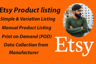 do professional etsy product listing manually and data entry