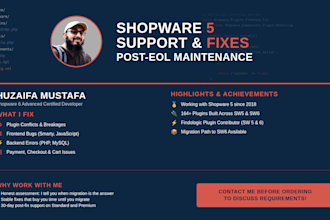 fix bugs and provide support for your shopware 5 store