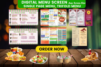 design food menu, restaurant menu and digital menu screen