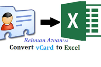 convert your iphone vcf, vcard contact list to CSV or xls