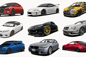 draw cars into vector illustration