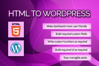 convert HTML to wordpress with full functionality