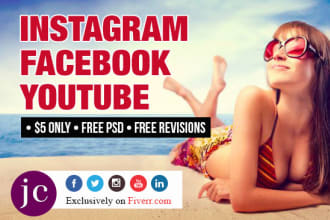create 2 facebook page cover, youtube ,thumbnail, ads