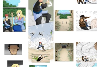 draw a webtoon illustration in manga and anime style
