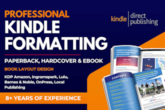 do book formatting, kindle ebook formatting and book layout design