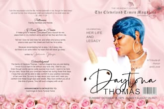 design modern obituary, funeral programs in 3hrs