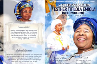 design world class obituary, funeral program in 6hrs