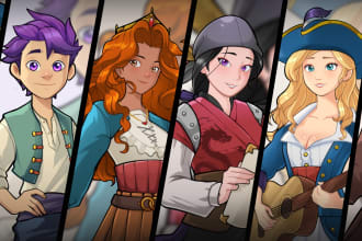 create fantasy character game concept for game or book