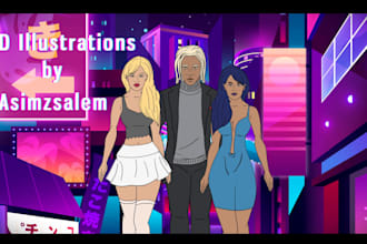 draw character cartoon, anime, super hero or concept art