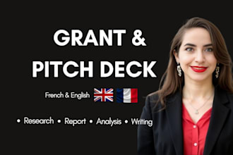 write grant proposals and pitch decks on sustainability in fr and en