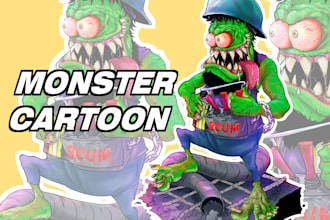 draw a monster cartoon art