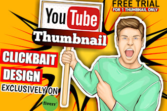 design clickbait, custom, eye catchy youtube thumbnail