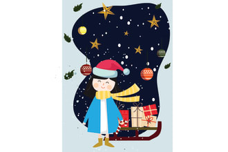 illustrate personalized holiday christmas, new year, family card