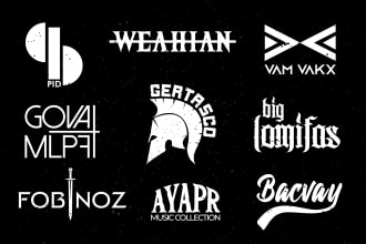 design creative band rock or dj music logo