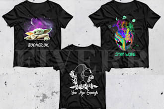 make customized amazing t shirt and merchandise designs and typography