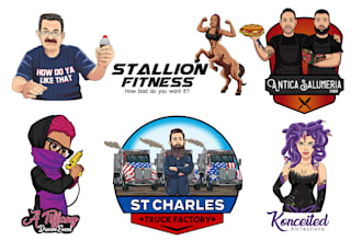 draw your caricature mascot cartoon logo in vector