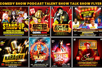 design podcast, comedy show, comedy night, stand up comedy, karaoke night flyer