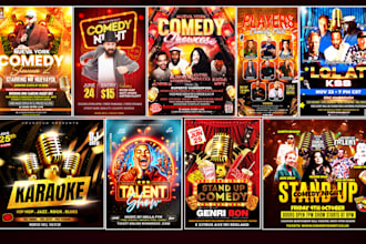 design podcast, comedy show, comedy night, stand up comedy, karaoke night flyer