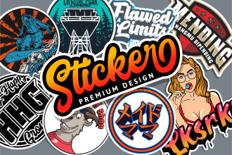 create premium sticker badge design for label or merchandise