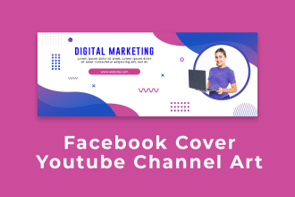 design amazing facebook cover, banner or youtube channel art
