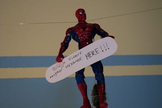 make 30 sec video from pictures of Spiderman climbing on cactus and catching message