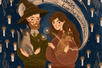 illustrate a romantic family couple portrait