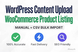 do wordpress content upload or listing woocomerce product via manual and csv