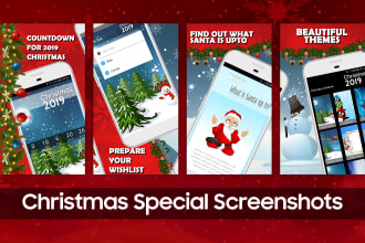 design christmas theme screenshots for android or ios store