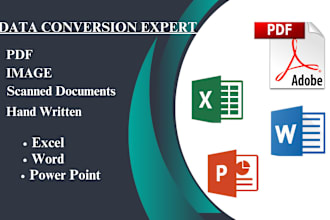 pdf convert to word, pdf to excel or data entry in 24 hours