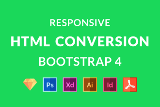 convert psd to html, figma to html, xd to html, sketch to html bootstrap