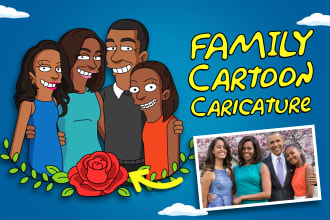 turn your family portrait into yellow cartoon character style