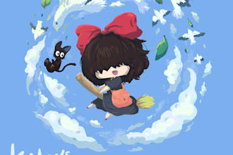 draw a cute lineless illustration