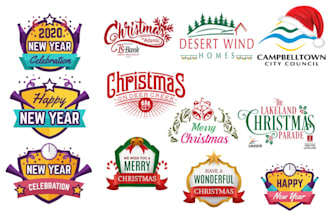 design christmas and happy new year logo